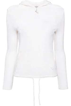 CHANEL Hættetrøje i velour med Camellia-applikation fra 2004