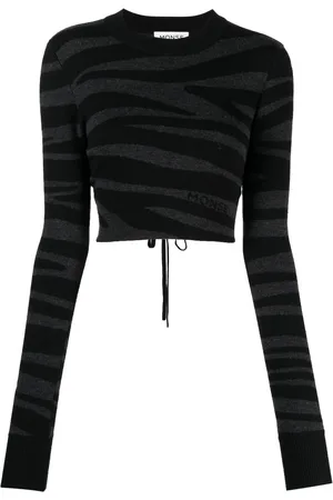 MONSE Cropped zebra-strikket trøje