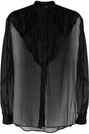 DEL CORE Bluse i organza med båndkrave