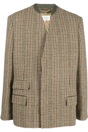 Maison Margiela Houndstooth-mønstret blazer i uld
