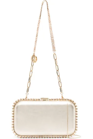 ROSANTICA Clio clutch i læder med krystaludsmykning