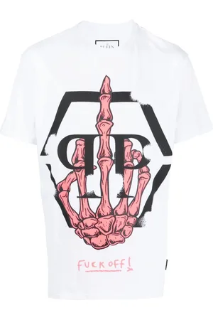 Philipp Plein T-shirt med skelet-logo og rund hals