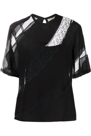 Elie saab T-shirt med blondepaneler