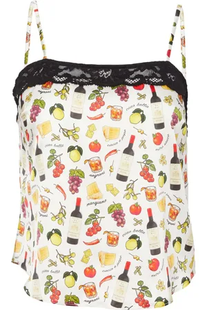 FLEUR DU MAL Charlotte satin-camisole med grafisk tryk
