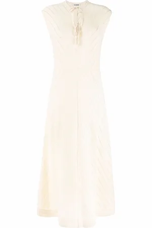 Jil Sander Stribet maxi-kjole med V-hals
