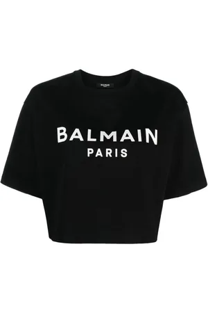 Balmain Cropped T-shirt med logo