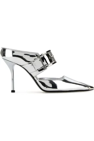 Alexander McQueen Metalliske Punk 90 mm mules med spænde
