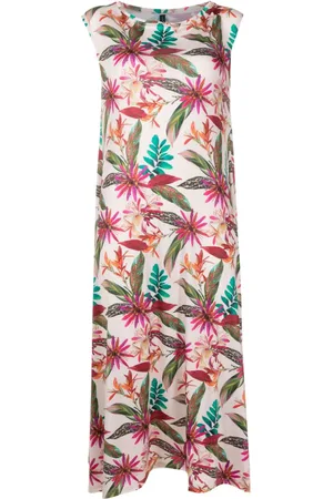 Lygia & Nanny Midi Tie kjole med botanisk tryk