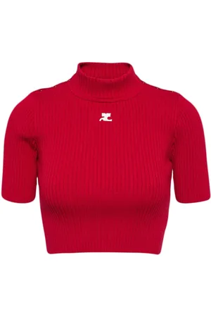 Courrèges Ribbet croptop med broderet logo