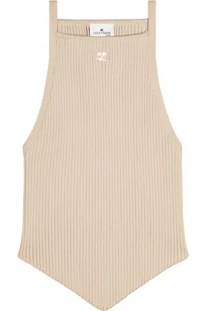 Courrèges Ribbet top med broderet logo
