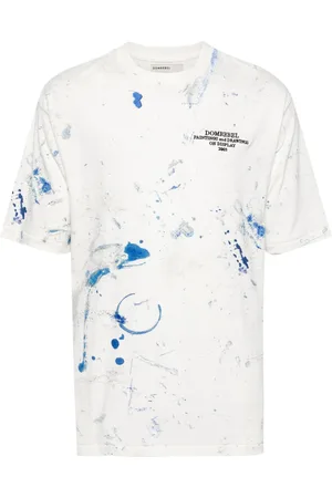 DOMREBEL Rag T-shirt med broderet logo og malingsdetalje