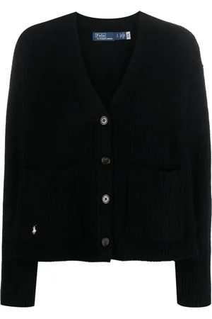 Ralph Lauren Ribstrikket cardigan med polo-broderi