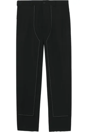 Comme des Garçons Bukser i læder med dekorative syninger og lige ben