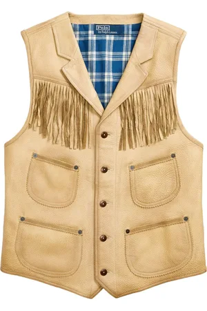 Ralph Lauren Vest i læder med frynsedetalje