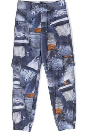 Chiara Ferragni Cargo-bukser med slitageeffekt og denim-tryk