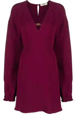 Fendi Kort Cady silkekjole med logoplade