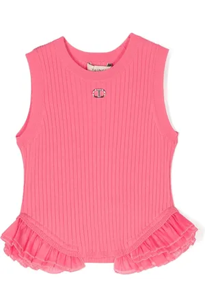 Twin-Set Top med flæsekant og logoplade