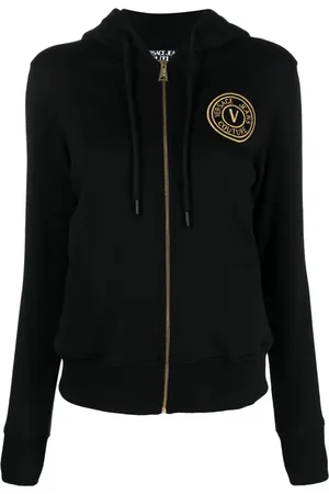 VERSACE Hættetrøje med broderet logo og lynlås
