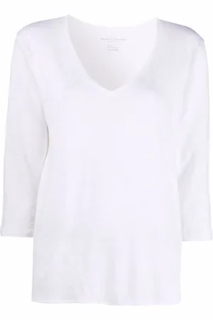 Majestic T-shirt med lange ærmer og V-hals