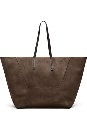 Brunello Cucinelli Stor BC Duo tote i ruskind