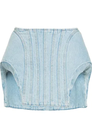 MUGLER Kort polstret denimnederdel