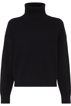 Brunello Cucinelli Ribbet trøje med rullekrave