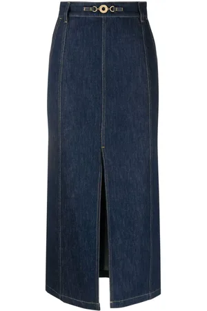 Patou Mellemlang nederdel i økologisk denim med slidsdetalje