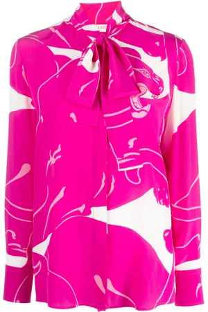 VALENTINO GARAVANI Cady Panther silkebluse med sløjfelukning