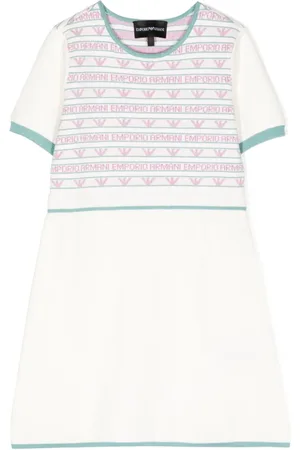 Emporio Armani Intarsiastrikket midi-kjole med logo