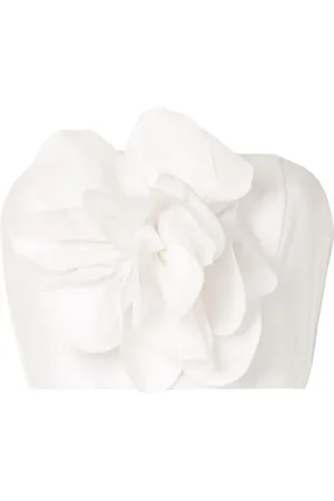 Bambah Cropped top med blomsterapplikation