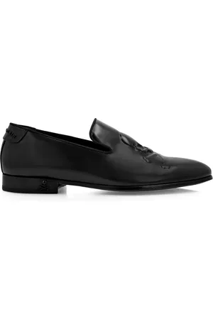 Philipp Plein Loafers i læder med præget dødningehoved
