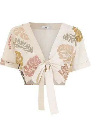 AMIR SLAMA Cropped top med palmetryk