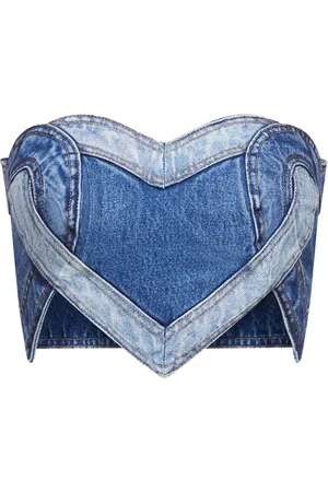 AREA Bandeau i denim med patchwork og hjertemotiv