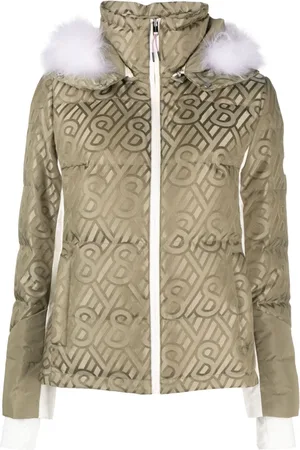 YVES SALOMON Dunjakke med monogram-mønster og hætte