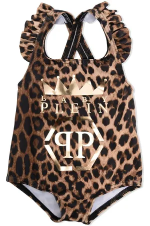 Philipp Plein Badedragt med leopardtryk og logo