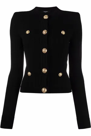 Balmain Ribbet jakke med knapudsmykning