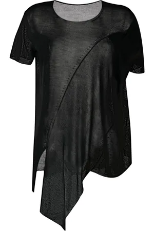 YOHJI YAMAMOTO Halvgennemsigtig asymmetrisk skjorte