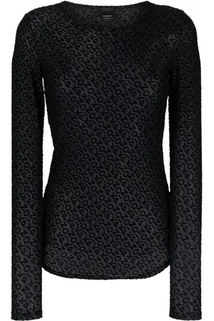 Pinko Halvgennemsigtig T-shirt med jacquard-logo