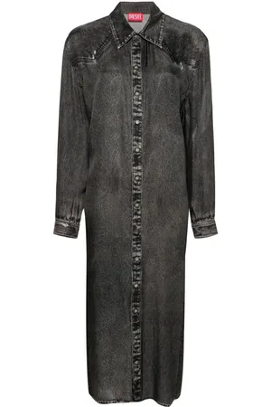 Diesel Skjortekjole i twill med denimtryk