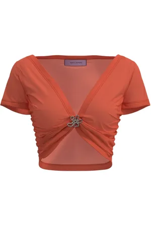 MACCAPANI Cropped Angela top med samledetalje