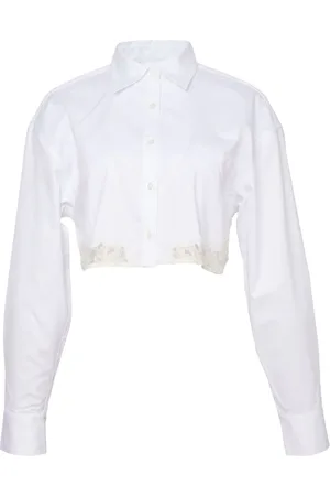 FLEUR DU MAL Cropped skjorte med blondekant