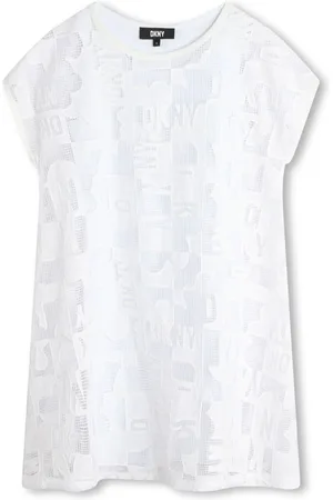 DKNY ærmeløs kjole med logo i jacquard