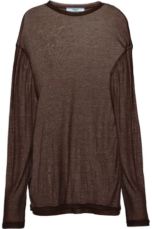 Prada Halvgennemsigtig chambray-T-shirt