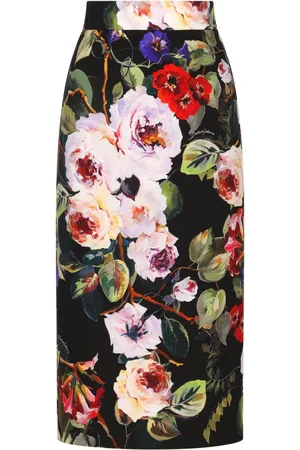 Dolce & Gabbana Blomstret charmeuse pencil-nederdel
