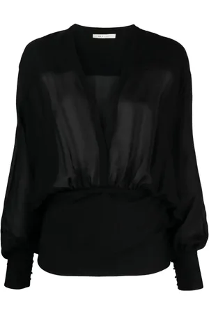 REV Ikat-bluse med samledetalje og V-hals