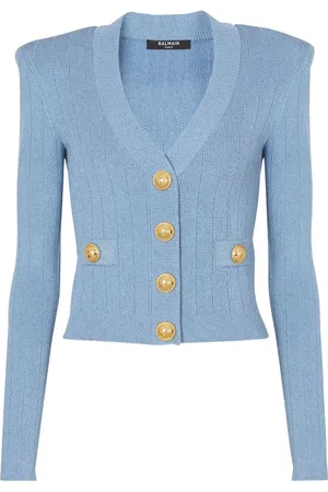 Balmain Ribstrikket cardigan med V-hals
