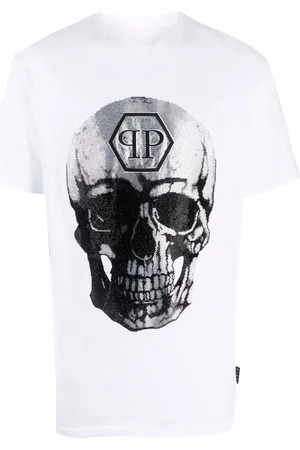Philipp Plein T-shirt med juveludsmykket dødningehoved-logo