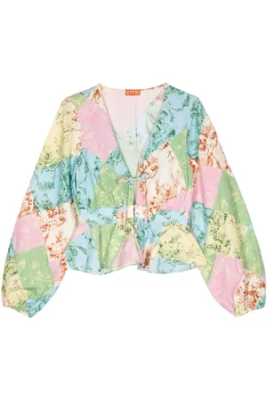 KITRI Irene bluse med patchwork