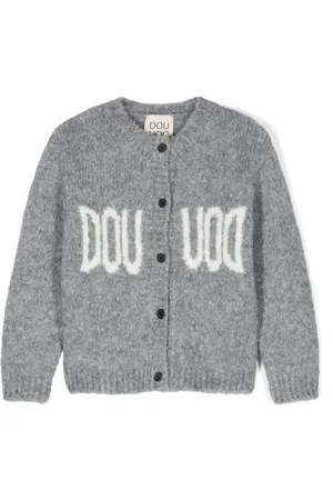 DOUUOD KIDS Cardigan med logo-jacquard