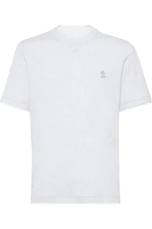 Brunello Cucinelli T-shirt med broderet logo og rund hals